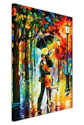 CANVAS IT UP Dance Under The rain, Gemälde von Leonid Afremov, Leinwanddruck, abstraktes Bild, Wand-Deko, Moderne-Kunst-Poster, Größe:101 x 76 cm.