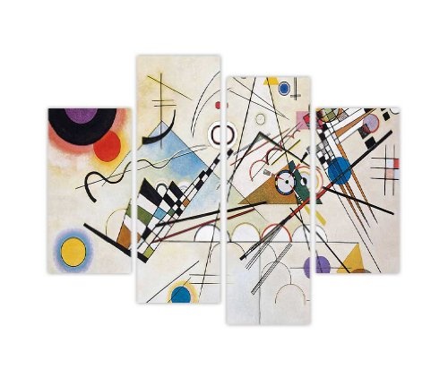 Nachdruck auf Leinwand der legendären Ölgemälde "VIII von Vasilij Kandinsky, für Dekoration der Haus und der Raum, in 4 Stück, Breite 90 cm, Höhe 71 cm, XL, moderne Kunst
