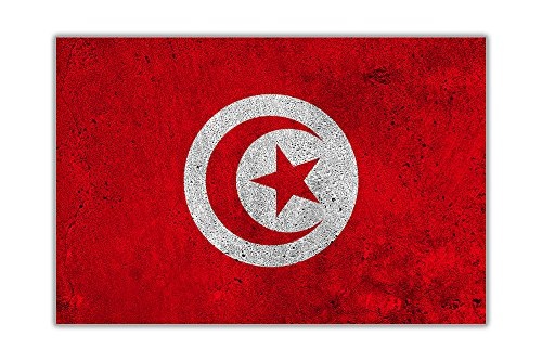 Tunesische Flagge auf Leinwand-Kunstdruck mit 18 mm...