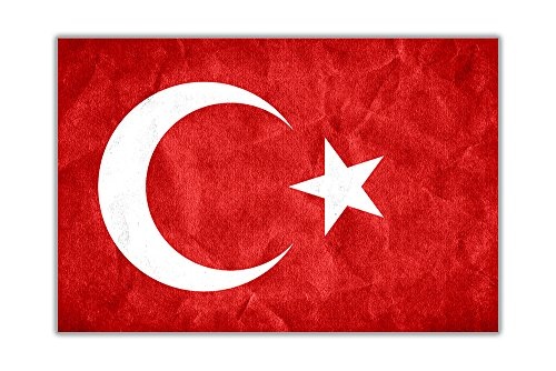 Türkei Flagge auf Leinwand drucken Art Wand Bild 18 mm starke Rahmen, canvas, 01- A4 - 12" X 8" (30cm X 20cm)