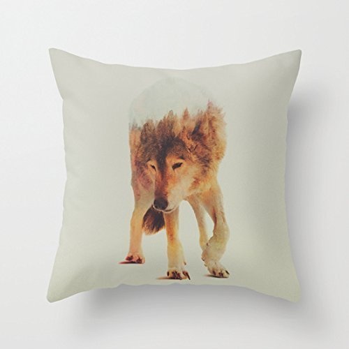 TKMSH The Grey Wolf Soft Canvas Pillow Covers with Zip...
