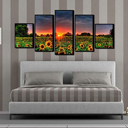 WEINANA Digital HD Printed Picture Painting Stitch Sunflower Field Painting Poster