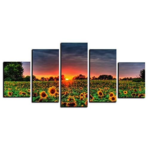WEIWEITOE-DE Digital HD Printed Picture Painting Stitch Sunflower Field Painting Poster