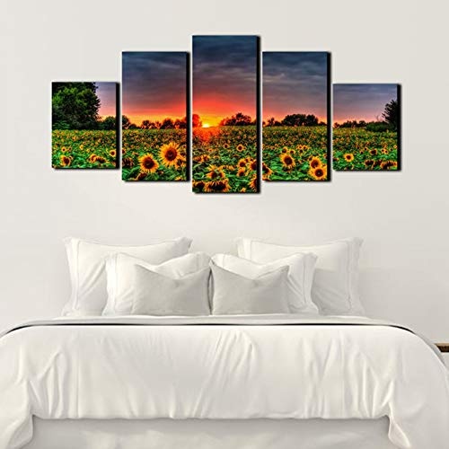 WEIWEITOE-DE Digital HD Printed Picture Painting Stitch Sunflower Field Painting Poster