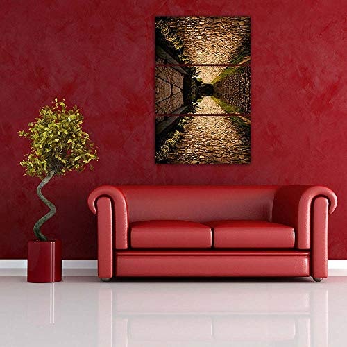 ArtzFolio Cobble Path Up & Down Split Art Painting Panel On Sunboard 28 X 42.1Inch