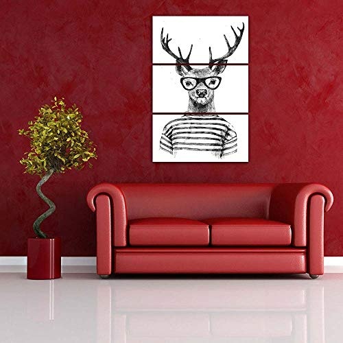 ArtzFolio Dressed Up Deer In Hipster Style Split Art Painting Panel On Sunboard 24 X 35.5Inch