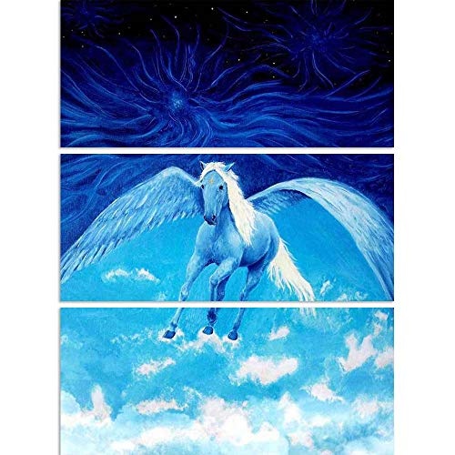 ArtzFolio White Pegasus Horse High Up In The Skies Split Art Painting Panel On Sunboard 21.4 X 28.4Inch