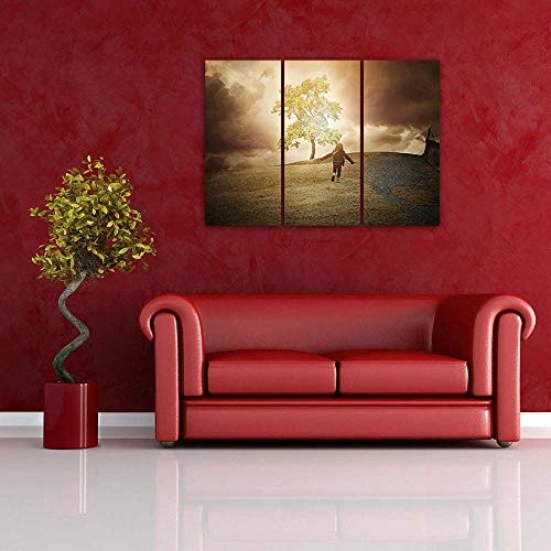 ArtzFolio Child is Running Up to A Hill Split Art Painting Panel On Sunboard 30 X 21.8Inch
