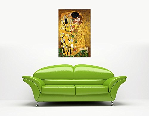 CANVAS IT UP Leinwanddruck von "Der Kuss" von Gustav Klimt, Hochformat, ideal als Dekoration
