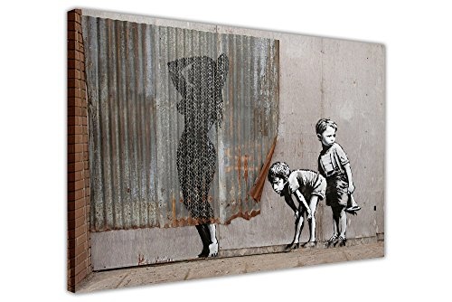 CANVAS IT UP Funny Banksy Prints ausgesetzt Kids gerahmtes Leinwandbild Room Art Wand Dekore New Dismaland Größe: A1-86,4 x 61 cm (86 cm x 60 cm)