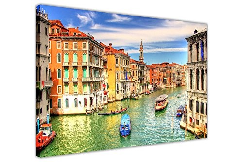CANVAS IT UP Italien Venice Grand Canal Wall Art Prints auf Leinwand gerahmt Bilder Moderner City Art Poster Größe: 101,6 x 76,2 cm (101 x 76 cm)