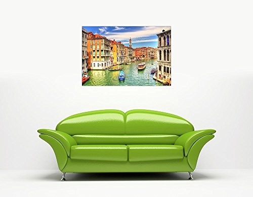 CANVAS IT UP Italien Venice Grand Canal Wall Art Prints auf Leinwand gerahmt Bilder Moderner City Art Poster Größe: 101,6 x 76,2 cm (101 x 76 cm)