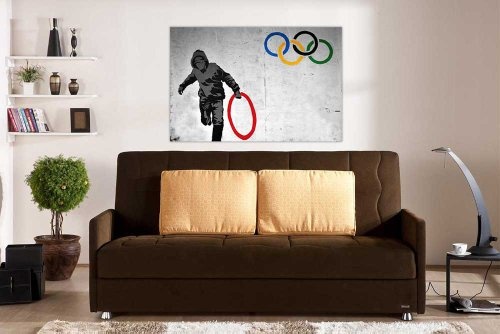 CANVAS IT UP Banksy Bilder Leinwandbild, Kunstdruck Thug stehlen Olympischen Ring Foto Druck Home Dekoration Street Art Graffiti