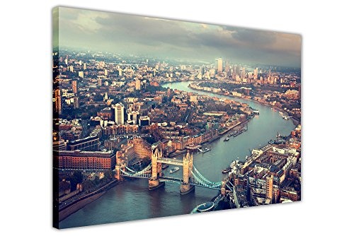 CANVAS IT UP Vogelperspektive Landschaft London Tower Bridge Wall Art Bilder auf Leinwand Home Office Dekoration Größe: 76,2 x 50,8 cm (76 x 50 cm)