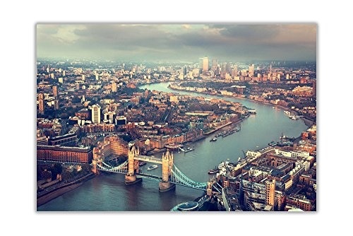 CANVAS IT UP Vogelperspektive Landschaft London Tower Bridge Wall Art Bilder auf Leinwand Home Office Dekoration Größe: 76,2 x 50,8 cm (76 x 50 cm)