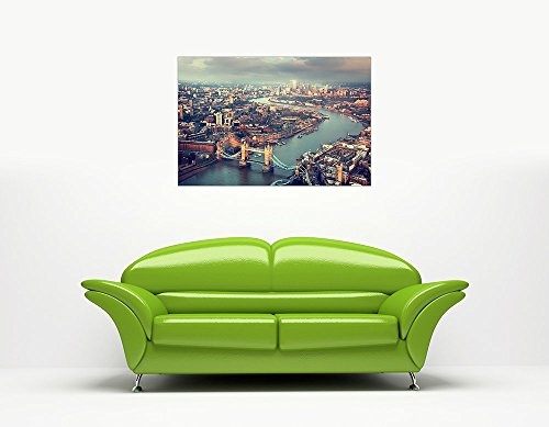 CANVAS IT UP Vogelperspektive Landschaft London Tower Bridge Wall Art Bilder auf Leinwand Home Office Dekoration Größe: 76,2 x 50,8 cm (76 x 50 cm)