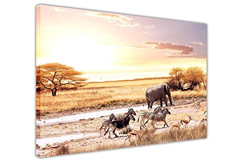 CANVAS IT UP African Wild Tiere Landschaft auf Leinwand, Drucke gerahmten Bildern Wildlife Poster Größe: A1-86,4 x 61 cm (86 cm x 60 cm)