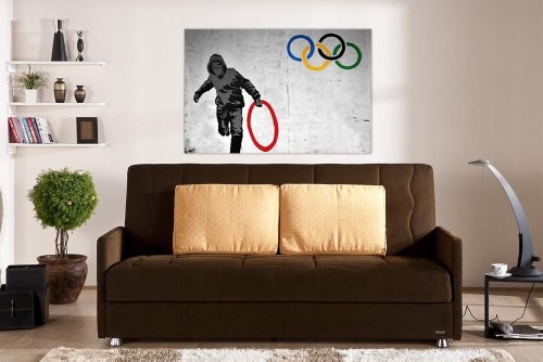 CANVAS IT UP Banksy Thug stehlen Olympischen Ringe Leinwandbild, Kunstdruck Street Graffiti Fotos Print Decor Bild Wand Dekoration