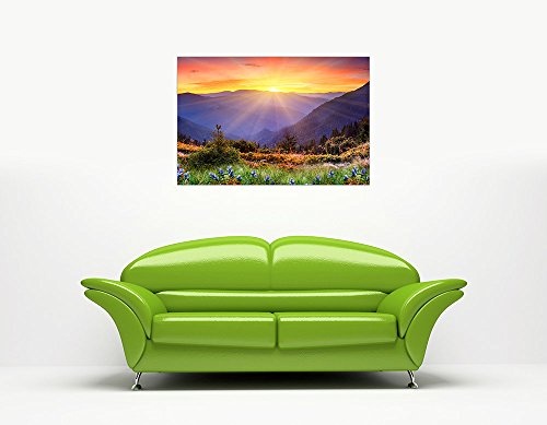 CANVAS IT UP Sunrise Mountain View Landschaft gerahmtes Leinwandbild, Kunstdruck Dekoration Bilder Blumenmuster Art Größe: A1-86,4 x 61 cm (86 cm x 60 cm)