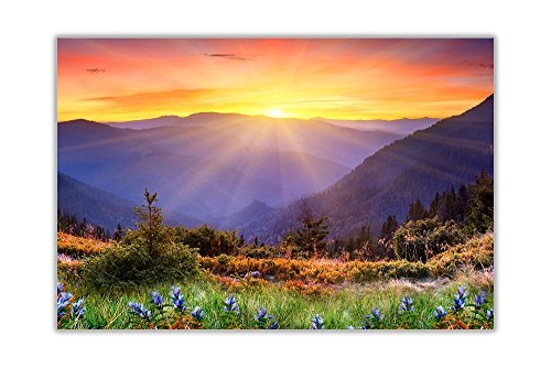 CANVAS IT UP Sunrise Mountain View Landschaft gerahmtes Leinwandbild, Kunstdruck Dekoration Bilder Blumenmuster Art Größe: A1-86,4 x 61 cm (86 cm x 60 cm)