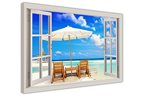 CANVAS IT UP Strand Urlaub 3D Fenster Effekt Leinwand...