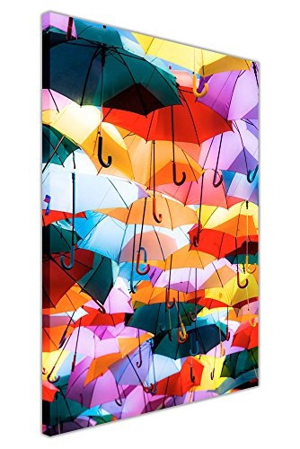 CANVAS IT UP Bunten Regenschirmen auf Rahmen Leinwand Bild New Modern Art Prints Wohnzimmer Größe: 101,6 x 76,2 cm (101 x 76 cm)