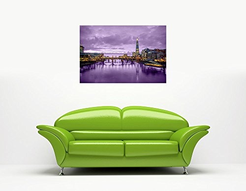 CANVAS IT UP Beautiful Purple Night Sky London Landschaft auf Leinwand Wand Kunstdruck gerahmt Bilder Größe: A1-86,4 x 61 cm (86 cm x 60 cm)