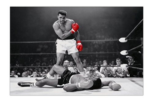 Canvas it up Iconic Druck auf Leinwand, Motiv Muhammad Ali mit roten Handschuhen, New Age / Pop Art, tolle Deko, Schwarz / Weiß 7- A1 - 24" X 30" (60CM X 76CM)