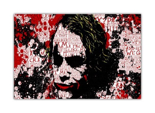 CANVAS IT UP Kunstdruck auf Leinwand, Motiv: Joker ausBatman - The Dark Knight, Collagen-Optik mit berühmten Zitaten, Pop-Art-Stil, Fotodruck Europäisch 7-30" X 20" (76CM X 50CM)