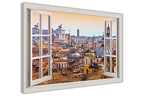 CANVAS IT UP Italien Rom Bilder Dach Top 3D-Fenster, Bay Effekt Leinwand Prints Art Wand Bilder Größe: 101,6 x 76,2 cm (101 x 76 cm)