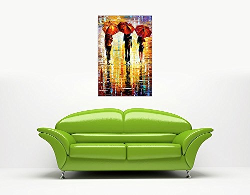 CANVAS IT UP Kunstdruck auf Leinwand, Ölfarbendruck, abstraktes Gemälde von Leonid Afrémov, Motiv Regenschirme im Regen Europäisch 7-20" X 30" (50CM X 76CM) multi