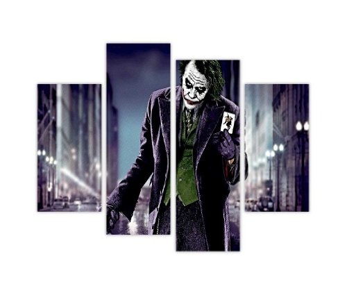Druck auf Leinwand mit Abbildung von Joker aus Batman mit Spielkarten in einer dunklen Straße, XL, 90 x 71 cm