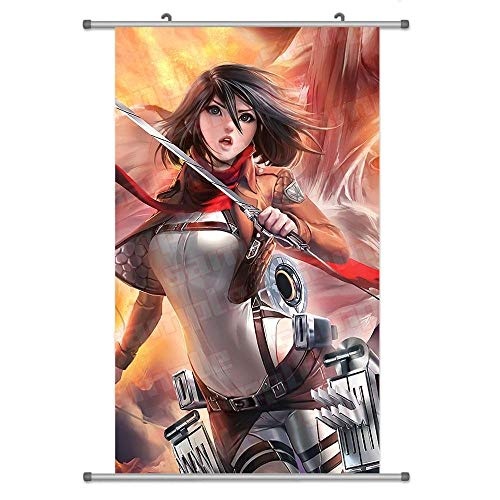 Laohujia A Wide Variety of Attack on Titan Anime Wall Scroll Hanging Decor (Mikasa Ackerman 1)