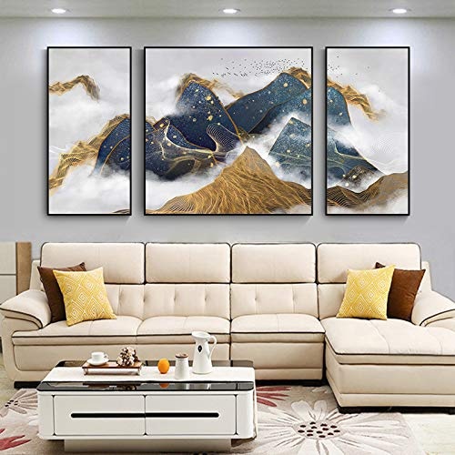 3 Pieces Canvas Prints Wall Art Set Artwork Abstract Style Landscape Painting Pictures Ready to Hang Home Decor Painting Bathroom Wall Decor-NO Frame