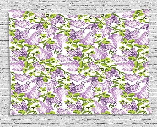 MLNHY Botanical Tapestry, Lilac Flowers Field Cherry...