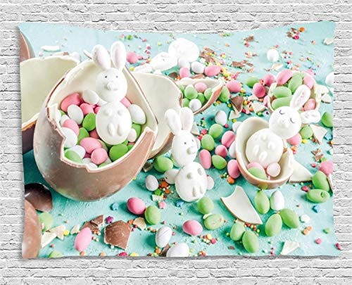 MLNHY Easter Bunny Tapestry, Photo of Chocolate Eggs...