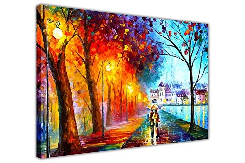 Ölgemälde-Nachdruck auf Leinwand "City By The Lake" von Leonid Afremov, auf Rahmen, canvas, 06- A0 - 40" X 30" (101CM X 76CM)