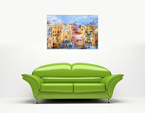 CANVAS IT UP Bunte Stadt Leinwandbild Art Wand Bilder Raum Dekoration Prints Größe: A1-86,4 x 61 cm (86 cm x 60 cm)