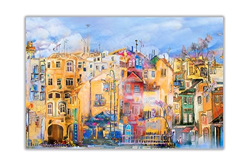 CANVAS IT UP Bunte Stadt Leinwandbild Art Wand Bilder Raum Dekoration Prints Größe: A1-86,4 x 61 cm (86 cm x 60 cm)