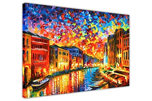 CANVAS IT UP New Venice Grand Canal von Leond Afremov in auf Rahmen Leinwand Bild MODERN Art Wand Prints Größe: 76,2 x 50,8 cm (76 x 50 cm) schwarz Freitag
