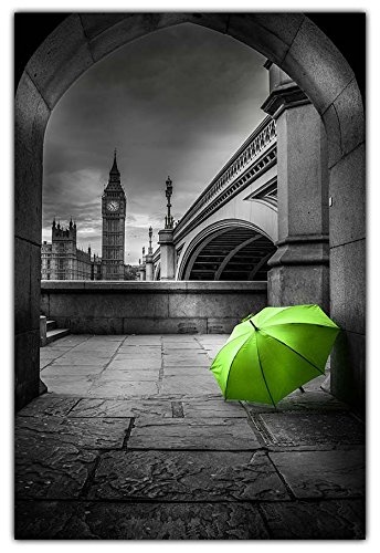 CANVAS IT UP Schwarz-Weiß-Big-Ben-mit-City Prints Leinwand Bilder Wohnzimmer Schlafzimmer Bilderrahmen, 18 mm dick, canvas, grün, 03- A2-24" X 16" (60cm X 40cm)