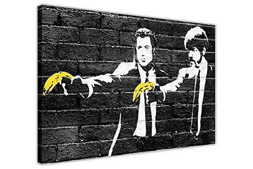CANVAS IT UP Banksy Pulp Fiction Leinwand Bananen Gelb Prints Bilder Raum Dekoration Poster Wall Art Schwarz