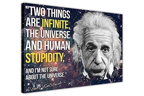 CANVAS IT UP Schwarz Leinwand Wand Art Prints kultigen Albert Einstein Zitat Infinite Dummheit Funny - Print Bilder Wissenschaft Home Decor zum Aufhängen Foto