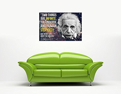 CANVAS IT UP Schwarz Leinwand Wand Art Prints kultigen Albert Einstein Zitat Infinite Dummheit Funny - Print Bilder Wissenschaft Home Decor zum Aufhängen Foto