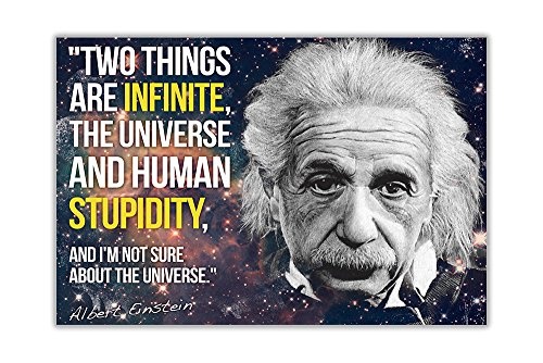 CANVAS IT UP Schwarz Leinwand Wand Art Prints kultigen Albert Einstein Zitat Infinite Dummheit Funny - Print Bilder Wissenschaft Home Decor zum Aufhängen Foto