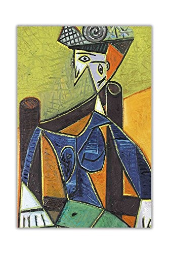 CANVAS IT UP Kubismus Frau sitzt in einem Stuhl von Pablo Picasso gerahmtes Ölgemälde auf Leinwand, Prints Deco Bilder Größe: 101,6 x 76,2 cm (101 x 76 cm)