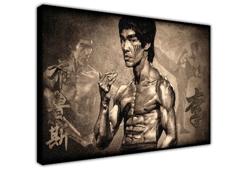 Canvas it up Iconic Druck auf Leinwand, Motiv Bruce Lee Legende des Kampfsports, New Age Art, tolle Deko, groß, Schwarz / Weiß 7- A1 - 24" X 30" (60CM X 76CM)