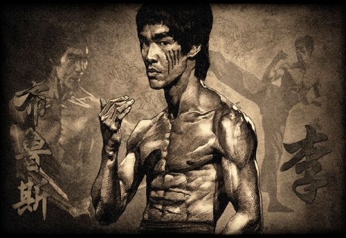 Canvas it up Iconic Druck auf Leinwand, Motiv Bruce Lee Legende des Kampfsports, New Age Art, tolle Deko, groß, Schwarz / Weiß 7- A1 - 24" X 30" (60CM X 76CM)