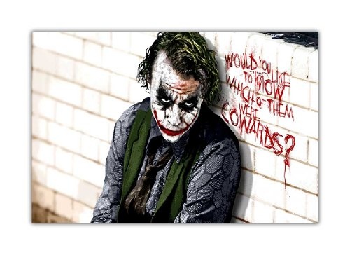 Pop Art Canvas Zitat Wall Art Iconic Joker Batman Dark Cowards Bilder Hollywood Legends DC Comics Print, canvas, 8- A1 - (76 x 60 cm)