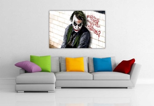 Pop Art Canvas Zitat Wall Art Iconic Joker Batman Dark Cowards Bilder Hollywood Legends DC Comics Print, canvas, 8- A1 - (76 x 60 cm)